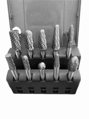 10pcs Tungsten Carbide Burr Set Double Cut 1/4”Shank Standard Double Cut Carbide Rotary Burr