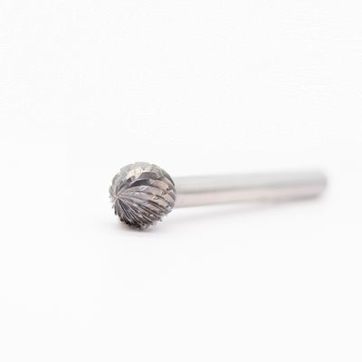 Ball Head Double Cut Carbide Rotary Burs 1" Cut Diameter 2-7/8" Overall Length On 1/4" Shank