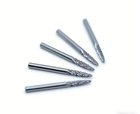 Solid Carbide Rotary Burr SF-43, 1/8-Inch Diameter, Tree Shape With Pointed End, Double Cut For Steel