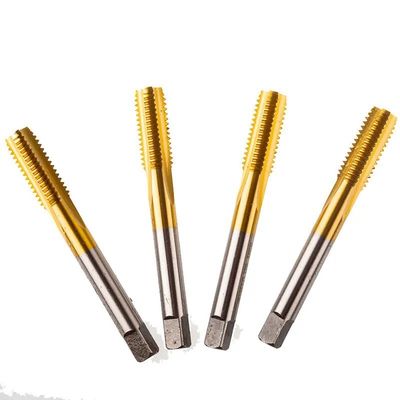 TiN Coated HSS Hand Tap Set 4 Flute Bottoming Finishing Straight Flute Tap