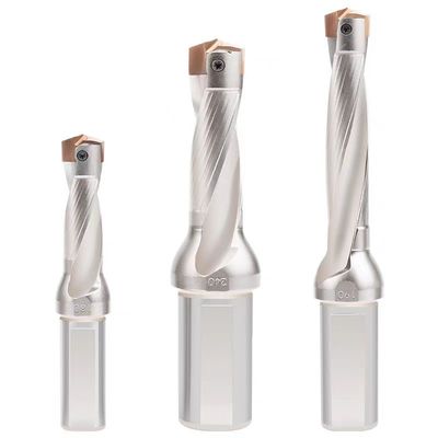 3D Indexable Tungsten Carbide Bits Cnc Deep Hole Drilling Steel Spiral Flute
