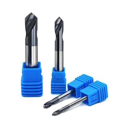 HRC45 2 Flutes AITiN NC Spotting Drill Bit Precision Machining Solid Carbide Drill Bit