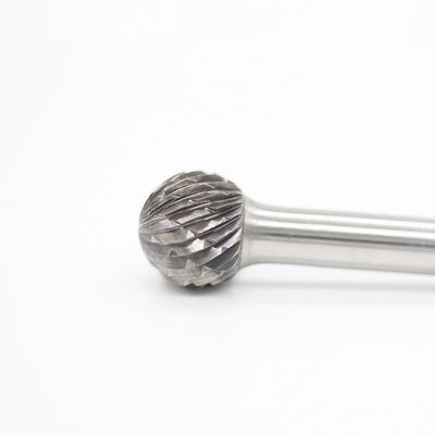 Ball Head Double Cut Carbide Rotary Burs 1" Cut Diameter 2-7/8" Overall Length On 1/4" Shank