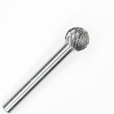 Ball Head Double Cut Carbide Rotary Burs 1" Cut Diameter 2-7/8" Overall Length On 1/4" Shank