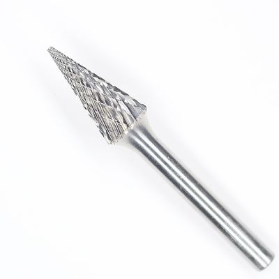 SM-5 28 Degree Pointed Cone Shape Double Cut Standard Carbide Burr With 1/4''Shank For Die Grinder Drill Bit