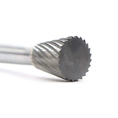 Single Cut Type N Inverted Cone Carbide Burr 6mm Shank Diameter 19mm Head Diameter Machining Surface Profile of Workpiece