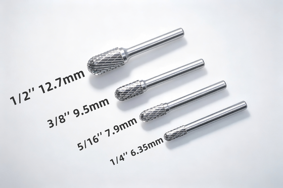 Quality 9.5mm Dia Customized Cylindrical Radius Carbide Burrs With 6mm Shank Standard Double Cut factory